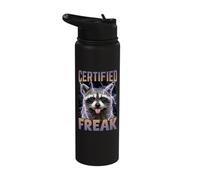 Certified Freak Raccoon Funny Cursed Meme Stainless Steel Insulated Water Bottle