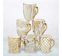 Certified International 26540SET6 Matrix 16 oz. Gold Plated Mugs, Set of 6, 5" x 3.25" x 4.5", Multicolored
