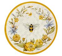 Certified International Bee Sweet 11" Melamine Dinner Plates, Set of 6, Shatterproof Outdoor Plates with Bee & Floral Design, Lightweight Cottagecore Dinnerware for Patio or Everyday Use