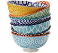 Certified International Chelsea 4.75" All-Purpose Porcelain Bowls - Set of 6 - Small Serving Bowls for Snacks, Dips, Nuts, Condiments & More - Vibrant Mix & Match Patterns