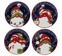 Certified International Holiday Magic Gnomes 6" Canape/Luncheon/Snack Plates, Multicolor, Small, Set of 4