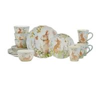 Certified International Meadow 16-Piece Ceramic Dinnerware Set,Service for 4 - Bunny & Floral Design, Perfect for Easter, Spring, Holiday Dining - Durable, Microwave & Dishwasher Safe, Multicolor