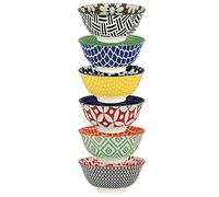 Certified International Soho 6-Piece Porcelain Bowl Set - 6.25" Small Multicolor Rice, Soup, Ice Cream, Side & Dipping Bowls - Modern Asian-Inspired Decorative Ceramic for Everyday & Entertaining Use