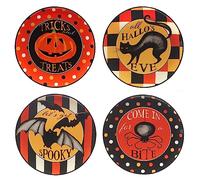 Certified International Spooky Halloween 8.75" Salad/Dessert Plate, Set of 4, Multicolor
