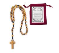 Certified Olive Wood Bulk Catholic Rosary Beads from Israel, Wooden Dangling Cross Pendant, Large Beads, For Men and Women, Baptism, First Communion, & Confirmation, Rosarios Catolicos, 15 Inches