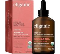 Certified Organic Jojoba Oil 120ml | 100% Pure Natural Cold Pressed Unrefined, Hexane Free Carrier Oil | for Hair Face & Nails | Cliganic 90 Days Wa