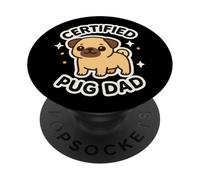 "Certified Pug Dad" Cute Dog Theme Graphic PopSockets Adhesive PopGrip