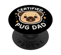 "Certified Pug Dad" Cute Pet Dog Theme PopSockets Adhesive PopGrip