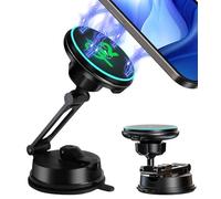 Certified Qi2 Car Phone Mount Charger for MagSafe, 360° Adjustable & Folding Arm, Universal Dashboard Windshield Mirror Screen Magnetic Holder for Tesla Model 3/Y Accessories & iPhone 17/16/15 Pro Max