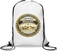 Certified Realist Master of Facts Emblem Gym Sack Casual Drawstring Bag White