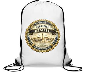 Certified Realist Master of Facts Emblem Gym Sack Casual Drawstring Bag White