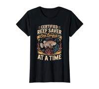 Certified Reef Saver One Lionfish at a Time Spearfishing Value Graphic T-Shirt, Women, Black, L