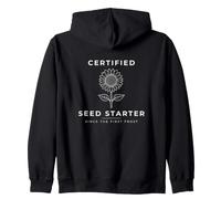 Certified Seed Starter Sunflower Line Art Zip Hoodie