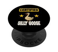 CERTIFIED SILLY GOOSE funny bird for humorous people fun PopSockets Adhesive PopGrip