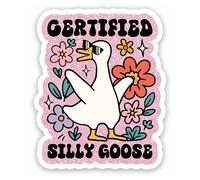 Certified Silly Goose Hook and Loop Patches Funny Floral Cute Duck Goose Meme, Embroidered Fabric Applique 3 Inches Morale Patch for Trucker Hats Backpack, Jackets DIY Accessories Gifts for Mom Dad