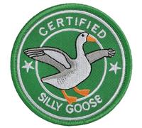 Certified Silly Goose Morale Patch Funny Goose Hook and Loop Patches 3 Inch Embroidered Patches Round Sew On Patches for Backpacks Dog Harnesses Vests Gym Bags Hats Helmets DIY Patch