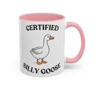 Certified Silly Goose Mug, Funny Goose Gift for Him or Her, Cute Meme Coffee Cup, Novelty Gag Birthday Present (Pink 11oz, Mug)