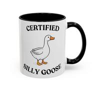 Certified Silly Goose Mug, Funny Goose Gift for Him or Her, Cute Meme Coffee Cup, Novelty Gag Birthday Present (Black 11oz, Mug)