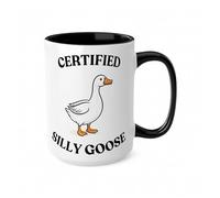 Certified Silly Goose Mug, Funny Goose Gift for Him or Her, Cute Meme Coffee Cup, Novelty Gag Birthday Present (Black 15oz, Mug)