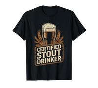 Certified Stout Drinker Dark Craft Beer Official Badge T-Shirt