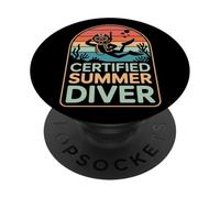 Certified Summer Diver Summer Scuba Diving PopSockets Adhesive PopGrip