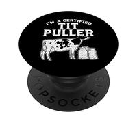 Certified Tit Puller Cow Farming Farm Animal Farmer Gift PopSockets Grip and Stand for Phones and Tablets