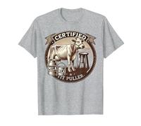 Certified Tit Puller Vintage Dairy Farmer Jersey Cow Humor T-Shirt, Men, Heather Grey, 6X-Large