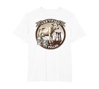 Certified Tit Puller Vintage Dairy Farmer Jersey Cow Humor T-Shirt, Men's Big and Tall, White, 6X Tall