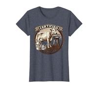 Certified Tit Puller Vintage Dairy Farmer Jersey Cow Humour T-Shirt, Women, Heather Blue, Medium
