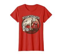 Certified Tit Puller Vintage Dairy Farmer Jersey Cow Humour T-Shirt, Women, Red, X-Large
