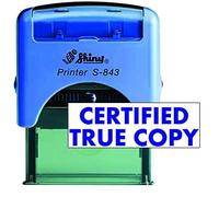 Certified True Copy Pre Ink Personalized Custom Self Inking Rubber Stamp Plastic Shiny S-842 Blue 14 X 38 Mm