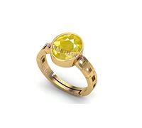 Certified Unheated Untreatet 13.00 Carat A+ Quality Natural Yellow Sapphire Pukhraj Gemstone Gold Plated Ring For Women'S And Men'S-B0BZ8FPYMRNAMZ