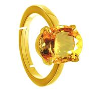 Certified Unheated Untreatet 4.25 Carat 5.00 Carat Citrine Ring Sunela Certified Natural Original Oval Cut Precious Gemstone Citrine Gold Plated Adjustable Ring Size 16-26 For Men & Women-B0B41NVMRNA