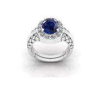 Certified Unheated Untreatet 5.25 Ratti 4.75 Carat A+ Quality Natural Blue Sapphire Neelam Gemstone Silver Plated Ring For Women'S And Men'S-B0BX4FG2MRNAMZ