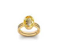 Certified Unheated Untreatet 7.25 Ratti 6.00 Carat A+ Quality Natural Yellow Sapphire Pukhraj Gemstone Gold Plated Ring For Women'S And Men'S | 555_New_Jsprime45-B0C7LHQ5MRNAMZ