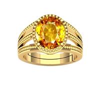 Certified Unheated Untreatet 9.25 Ratti A+ Quality Natural Yellow Sapphire Pukhraj Gemstone Gold Plated Ring For Women'S And Men'S-B0CR1JNLMRNAMZ
