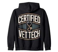 Certified Vet Tech Veterinary Technician Stethoscope Zip Hoodie