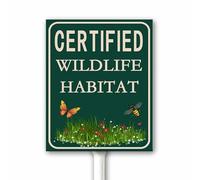Certified Wildlife Habitat Yard Sign, Wildlife Sign, Natural Habitat Area Sign, 20 x 30 CM, Set Of 1, Sturdy Rustproof Aluminum Sign for Lawn Garden, Easy To Install, Outdoor Use