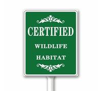 Certified Wildlife Habitat Yard Sign with Stake, Natural Habitat Area Sign, Wildlife Sign, 20 x 30 CM, Set Of 1, Sturdy Rustproof Aluminum Sign for Lawn Garden, Easy To Install, Outdoor Use