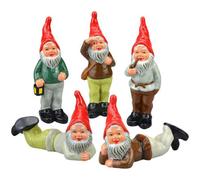 Certikin Heissner Original Mini Gnomes Ceramic Garden Ornament Statues Pack Of 5
