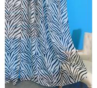 CERTNKI Vintage Black And White Zebra Print Tulle Curtains Printed Stripes Voile Transparent Curtains for Bedroom Living Room,Eyelet,H175xB140cm