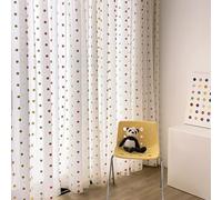 CERTNKI White Sheer Translucent Curtain Colored Polka Dot Transparent Curtains for Bedroom & Living Room Windows,Hook up,H140xB120cm