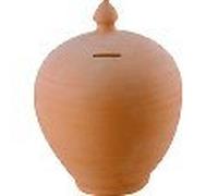 Certre money box terracotta pot 20 cm height, hand made.