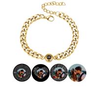 Certykllp Custom Cuban Bracelets with Picture Inside Personalized Photo Projection Bracelets Customized Portrait Jewelry Anniversary Valentines Day Birthday Gift for Couple Women Men Family Friend