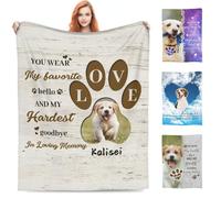 Certykllp Custom Photo Memorial Blanket Personalized Pet Loss Sympathy Blanket with Photo Name Pet Memorial Dog Cat Remembrance Gift Customized Memorial Blanket Gifts for Dog Cats Pets Lovers