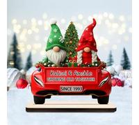 Certykllp Personalized 2D Printing Gnome Couple Plaque Growing Old Together - Custom Name & Year Gnome Wooden Table Sign for Couple Valentine Anniversary Wedding Gift