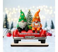 Certykllp Personalized 2D Printing Gnome Couple Plaque Growing Old Together - Custom Name & Year Gnome Wooden Table Sign for Couple Valentine Anniversary Wedding Gift