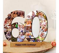 Certykllp Personalized Any Number Photo Collage Photo Plaque Custom 50th Wedding Anniversary Picture Frame Customized 25th 50th 60th 80th Birthday Sign Customized Any Age Birthday Gift Party Decor