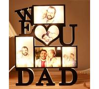 Certykllp Personalized DAD Night Light with Multi Picture Custom WE Love You DAD Photo Frame Wall Lamp Customized Led Frames Lamp Acrylic Plaque Decor Gifts for Father's Day (WE Love You DAD)