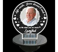 Certykllp Personalized Memorial Garden Solar Outdoor Lights with Photo Name Custom Grave Decor Solar Lights for Sympathy Gifts for Loss of Loved One in Loving Memory Memorial Gift (A-Round -1)